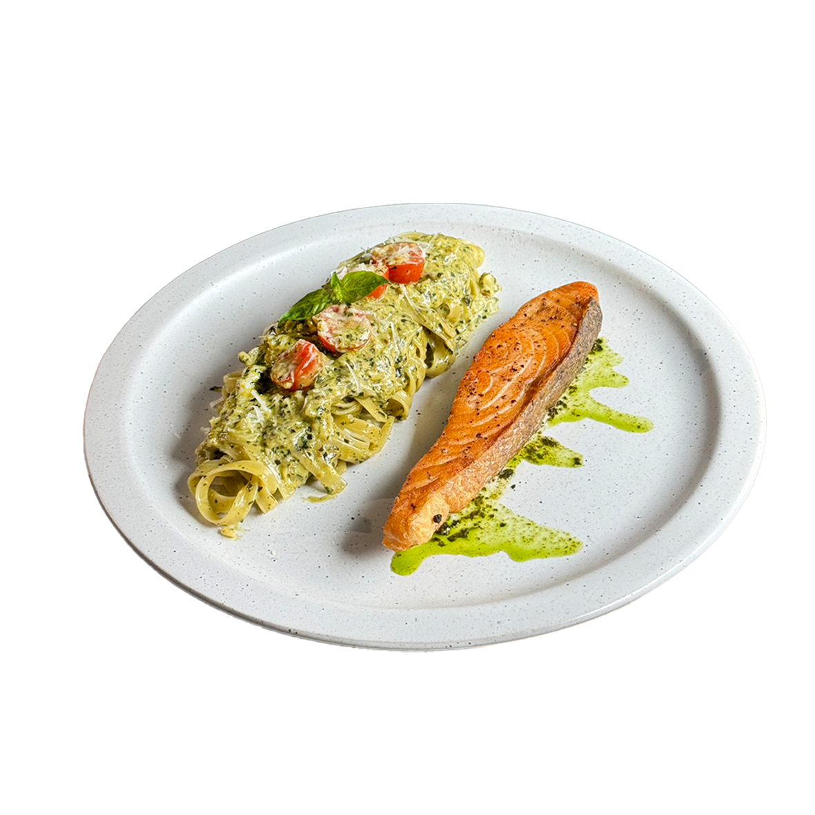 salmon pesto fettuccine